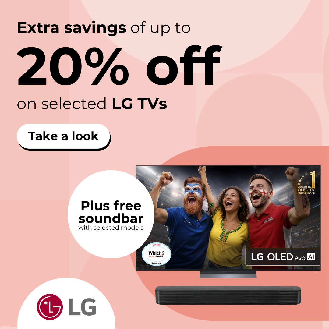Save up to 20% plus free soundbar with selected LG TVs